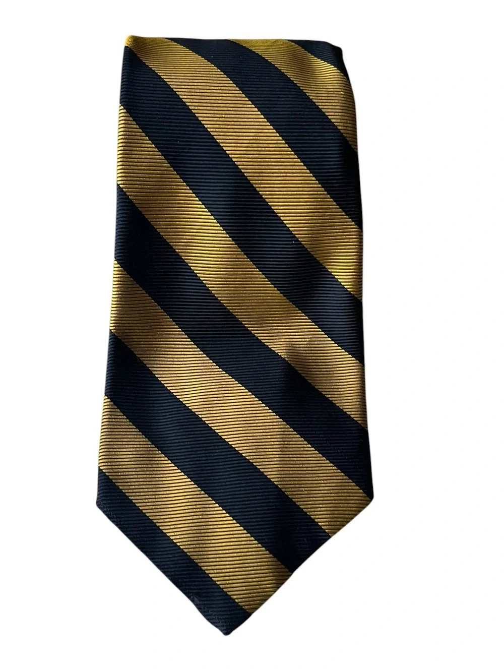 Yves Saint Laurent Blue and yellow Diagonal Stripe Silk Tie